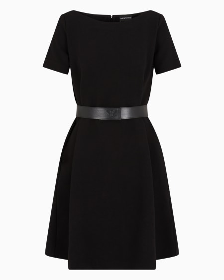 Armani Vestido de punto ottoman con escote barco y cinturón