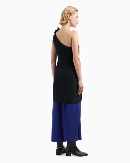 Armani Vestido De Un Solo Hombro En Tejido Técnico Fluido Con Maxilazo Y Broches Butterfly