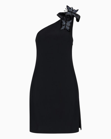 Armani Vestido de un solo hombro en tejido técnico fluido con maxilazo y broches Butterfly