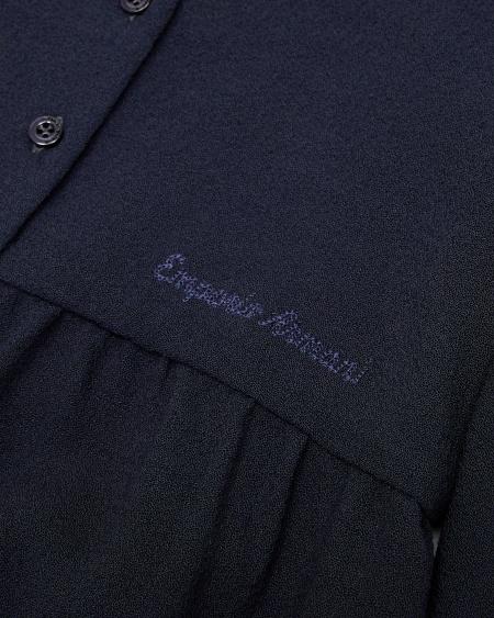 Armani Vestido En Mezcla De Lana Y Viscosa Con Logotipo Bordado