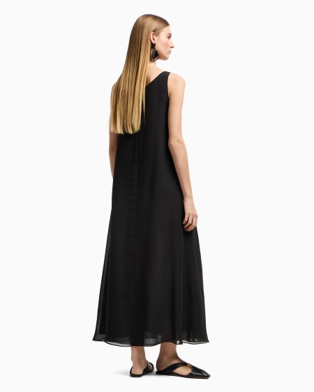 Armani Vestido Largo Con Panel Delantero De Georgette Técnico