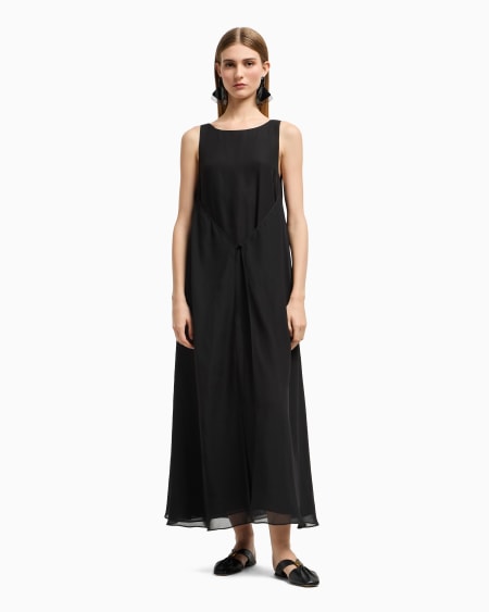 Armani Vestido Largo Con Panel Delantero De Georgette Técnico