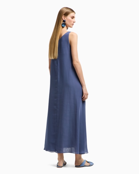 Armani Vestido Largo Con Panel Delantero De Georgette Técnico