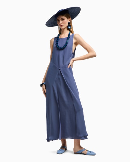 Armani Vestido Largo Con Panel Delantero De Georgette Técnico