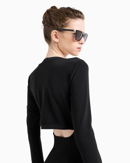 Armani Vestido Largo De Crepé De Viscosa Con Abertura Redonda En La Espalda