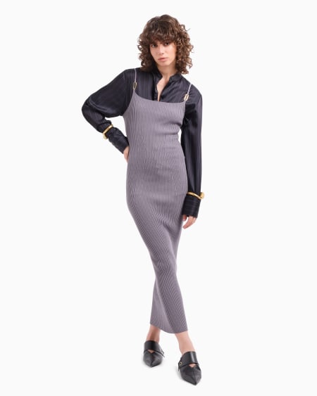 Armani Vestido Largo De Punto Acanalado Dawn To Dusk