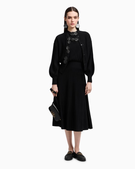 Armani Vestido Largo De Tejido Ottoman Con Detalles Joya