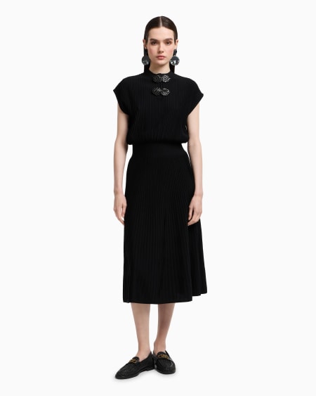 Armani Vestido Largo De Tejido Ottoman Con Detalles Joya