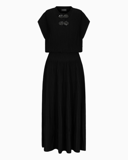 Armani Vestido largo de tejido ottoman con detalles joya