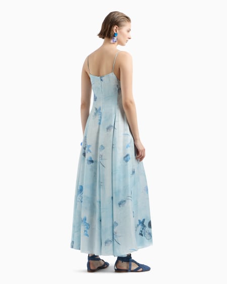 Armani Vestido Largo De Tejido Trilobal Con Estampado Floral Batik