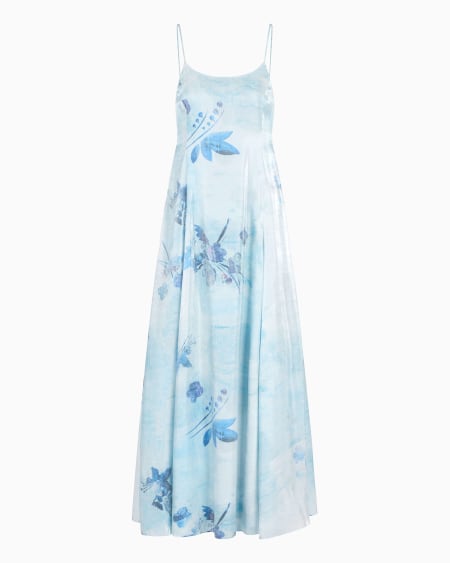 Armani Vestido largo de tejido trilobal con estampado floral batik