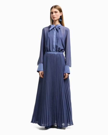 Armani Vestido Largo Efecto Dos Piezas De Georgette Técnico