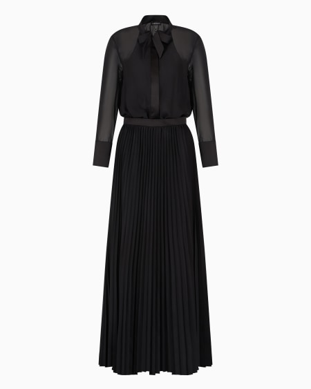Armani Vestido Largo Efecto Dos Piezas De Georgette Técnico