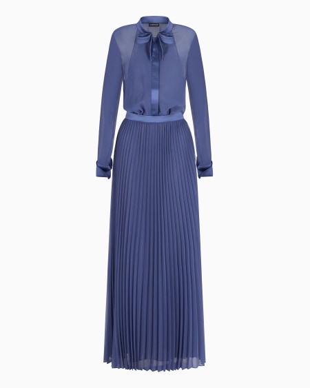 Armani Vestido Largo Efecto Dos Piezas De Georgette Técnico