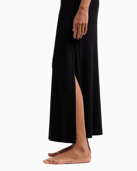 Armani Vestido Playero En Viscosa Reciclada Con Logotipo De Microtachuelas ASV