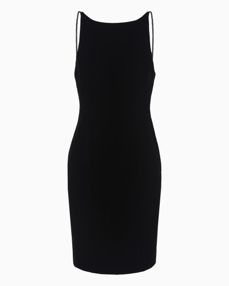Armani Vestido tubo de terciopelo con tirantes y detalles de pasamanería