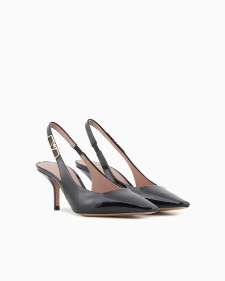 Armani Zapato De Salón Destalonado De Charol Con Placa De águila