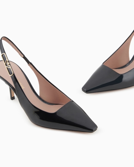 Armani Zapato De Salón Destalonado De Charol Con Placa De águila