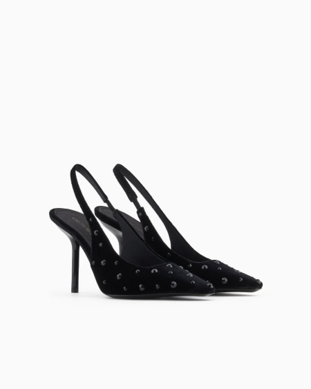 Armani Zapato De Salón Destalonado De Terciopelo Con Strass