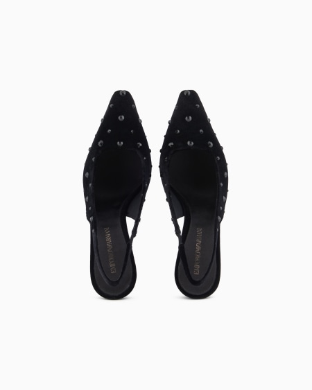 Armani Zapato De Salón Destalonado De Terciopelo Con Strass