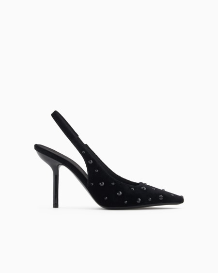 Armani Zapato de salón destalonado de terciopelo con strass