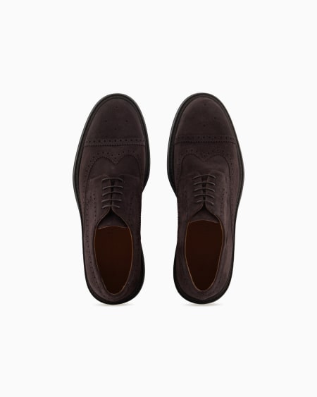 Armani Zapatos Brogue De Ante Con Troquelado Cola De Golondrina