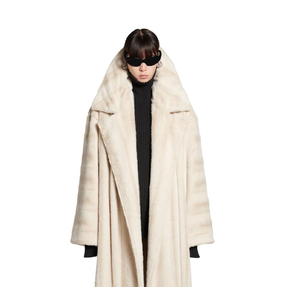 Balenciaga Abrigo De Cuello Alto Para Mujer En Beige Claro