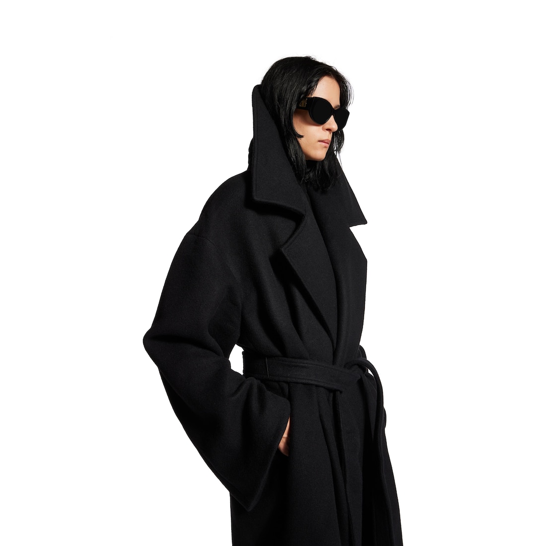 Balenciaga Abrigo De Cuello Alto Para Mujer En Negro
