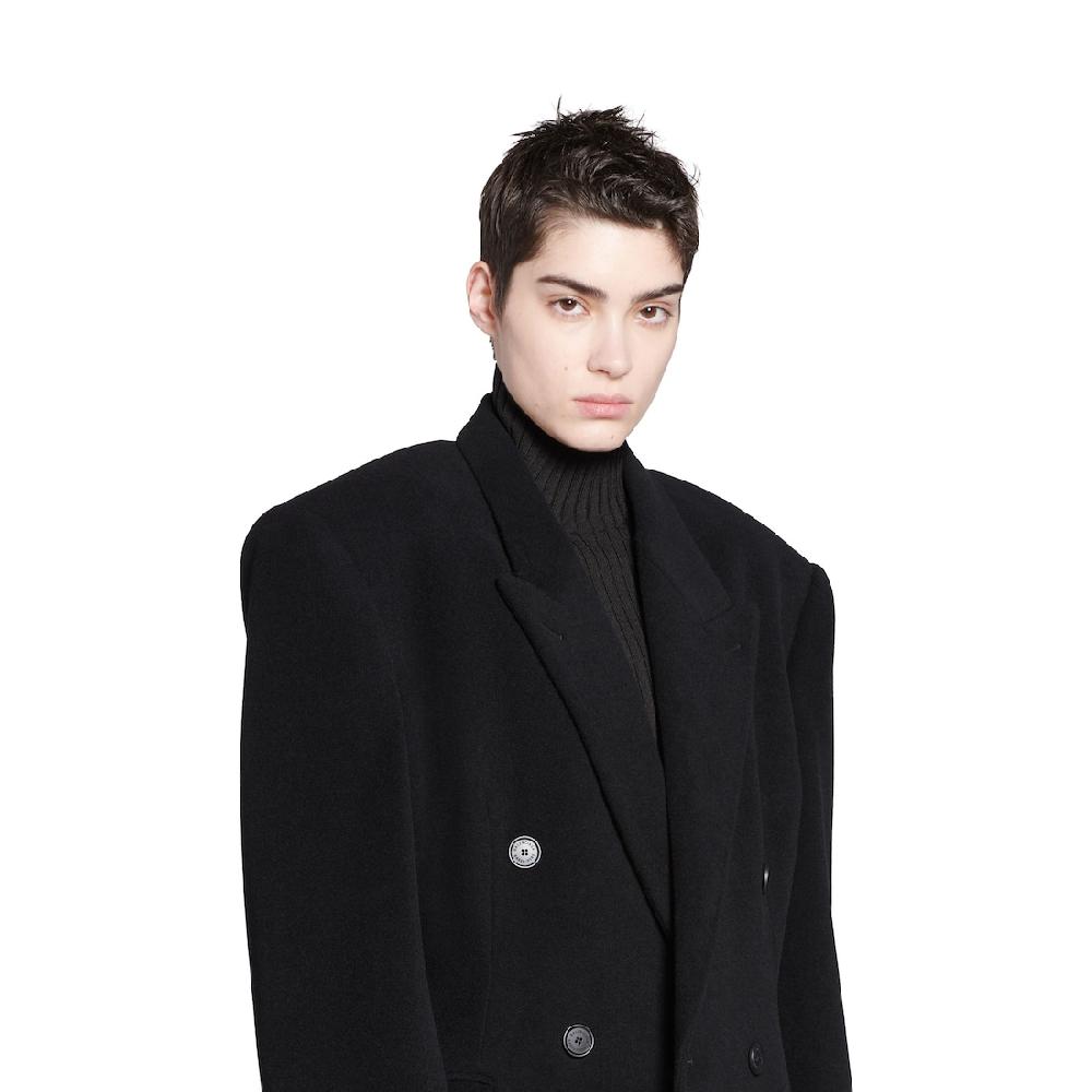 Balenciaga Abrigo Cinched Para Mujer En Negro