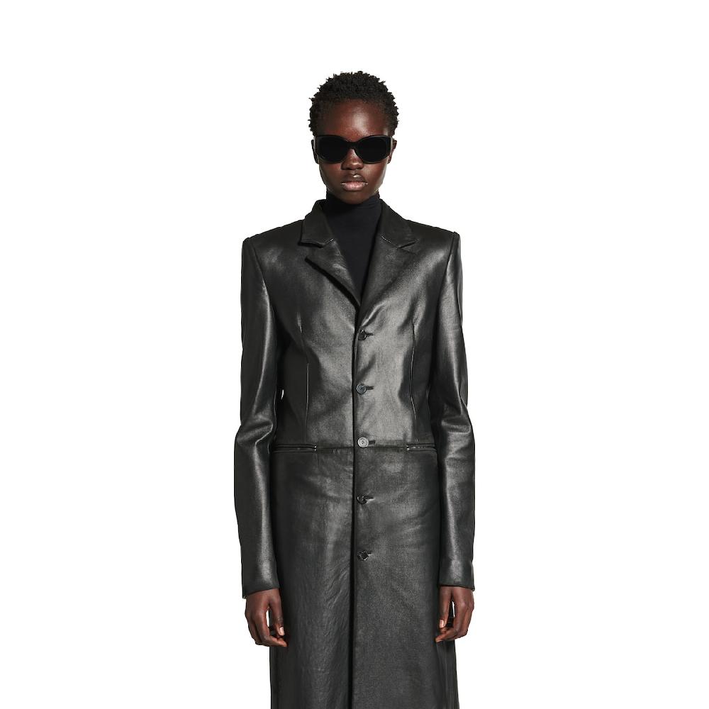 Balenciaga Abrigo Slim Fit Para Mujer En Negro