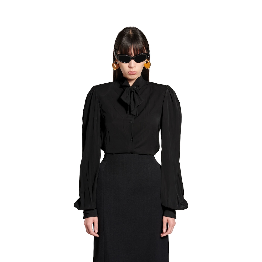 Balenciaga Blusa Bow Para Mujer En Negro
