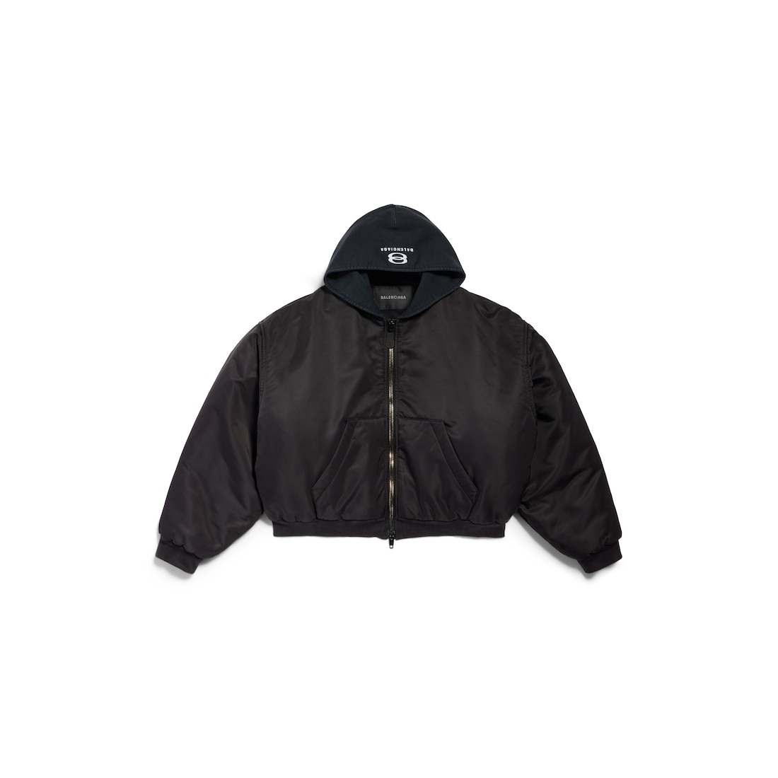 Balenciaga Bomber Con Capucha En Negro