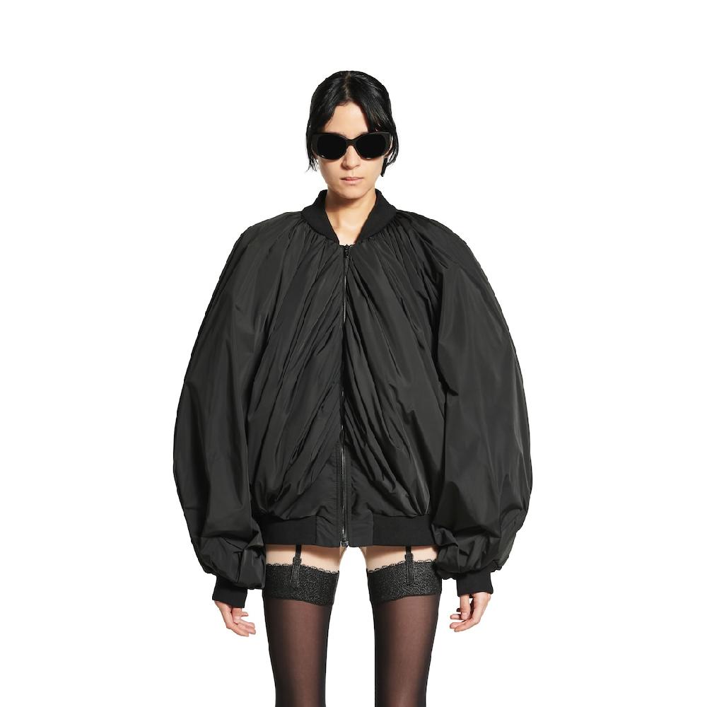 Balenciaga Bomber Drapeada Para Mujer En Negro