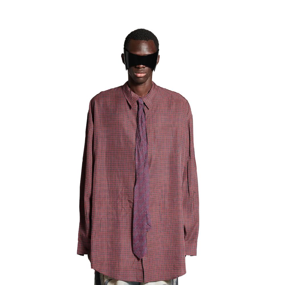 Balenciaga Camisa Fluida Para Hombre En Rojo/gris