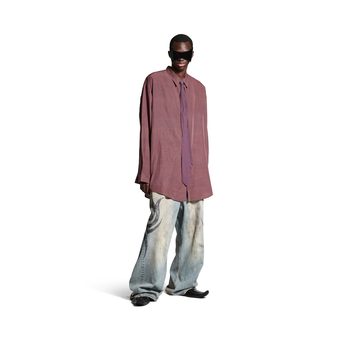 Balenciaga Camisa Fluida Para Hombre En Rojo/gris