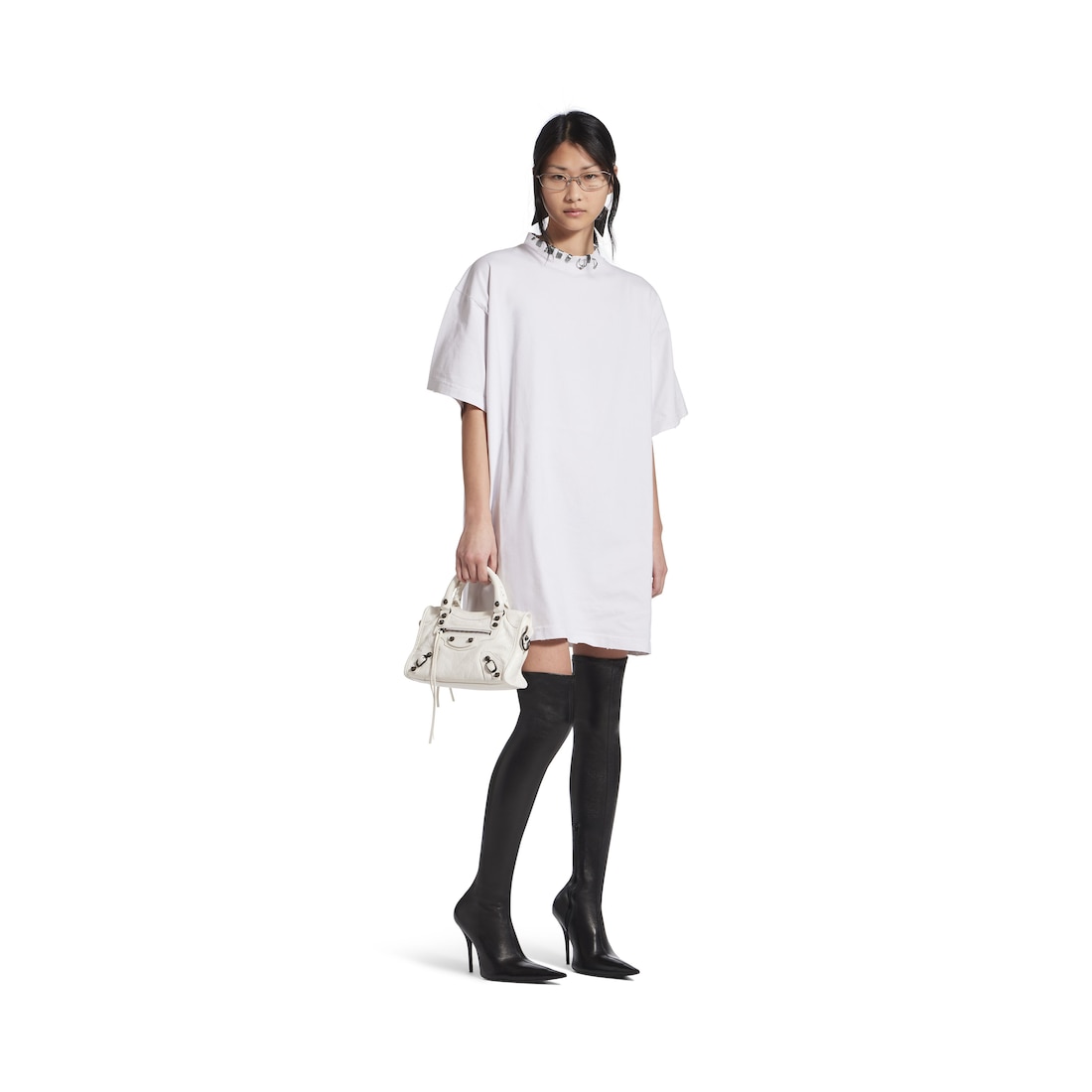 Balenciaga Camiseta Pierced Oversize En Blanco