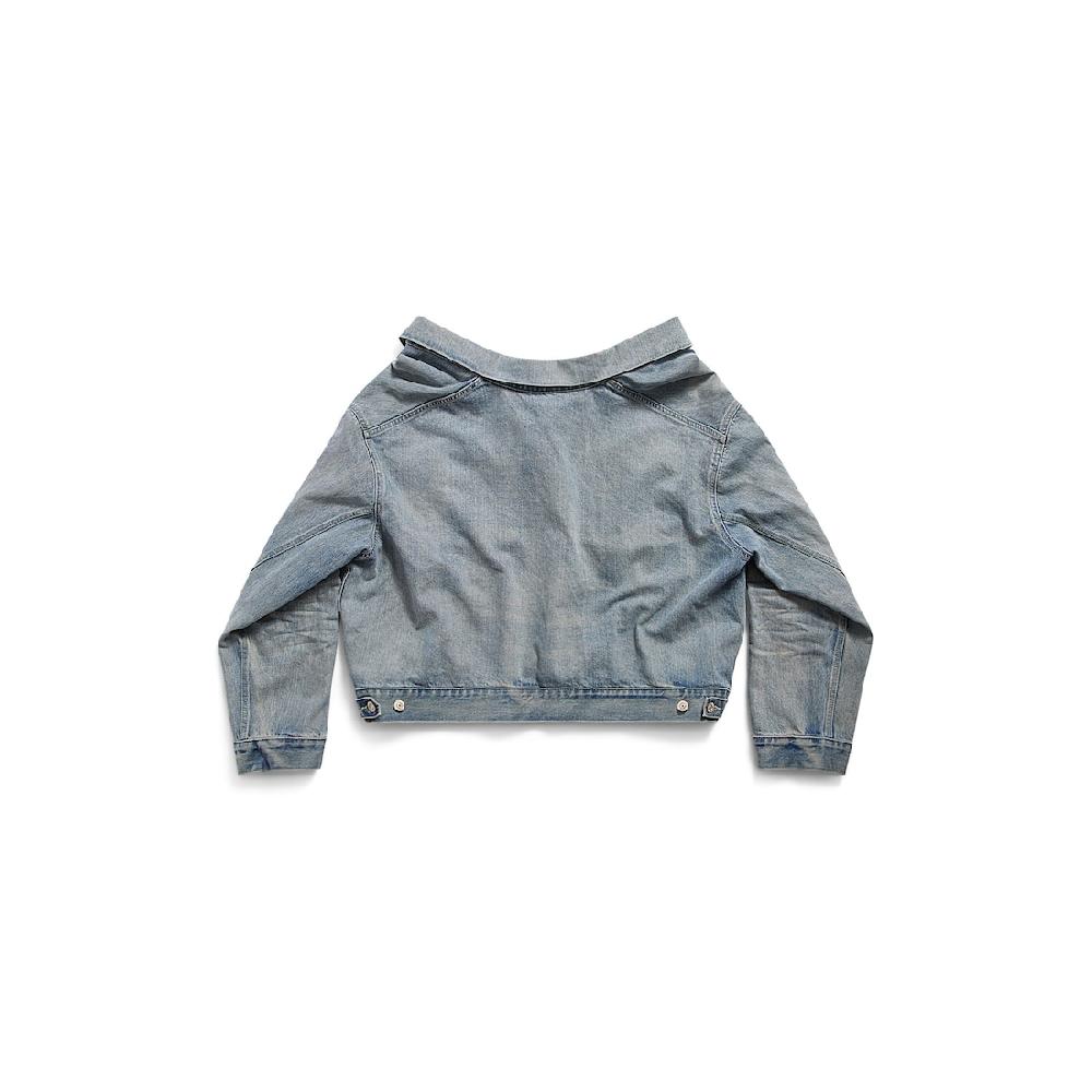 Balenciaga Chaqueta Off Shoulder En Azul Claro