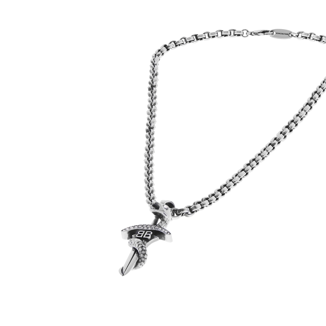 Balenciaga Collar Goth Snake En Plateado Antiguo