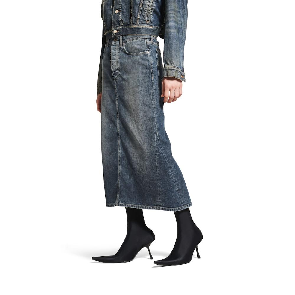 Balenciaga Falda Midi Para Mujer En Azul