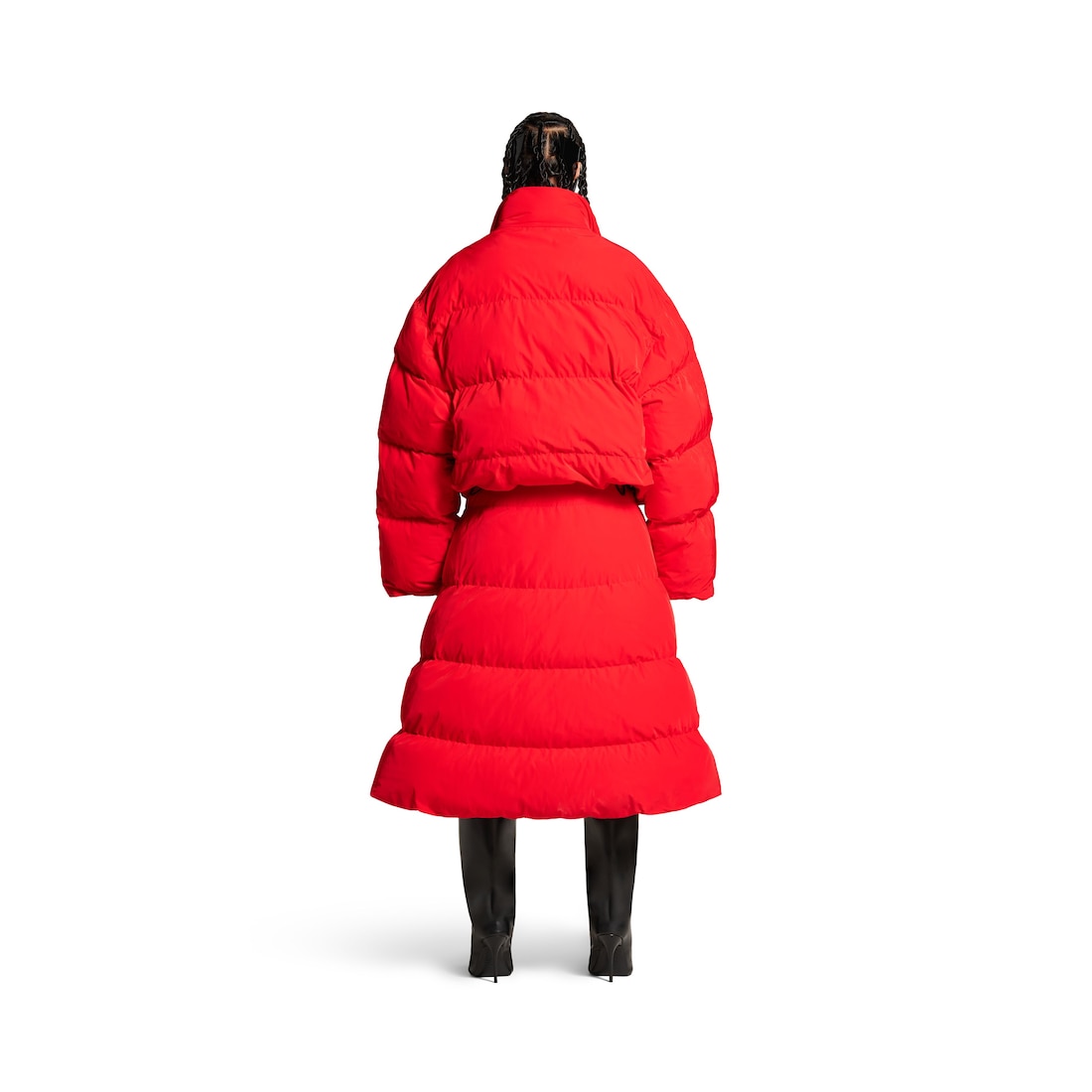 Balenciaga Falda Midi Puffer Para Mujer En Rojo