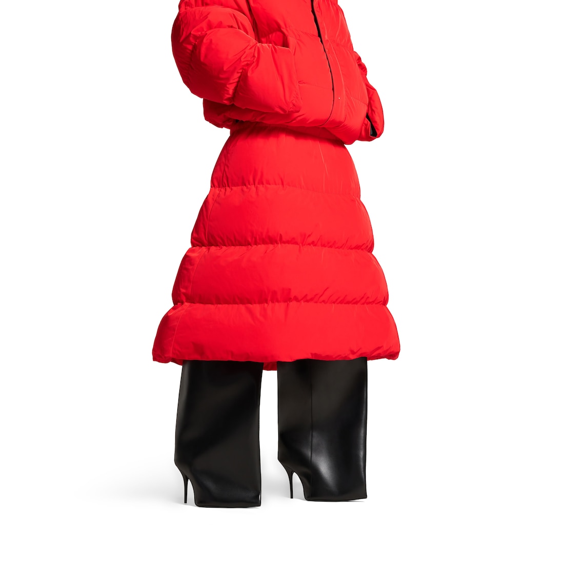 Balenciaga Falda Midi Puffer Para Mujer En Rojo