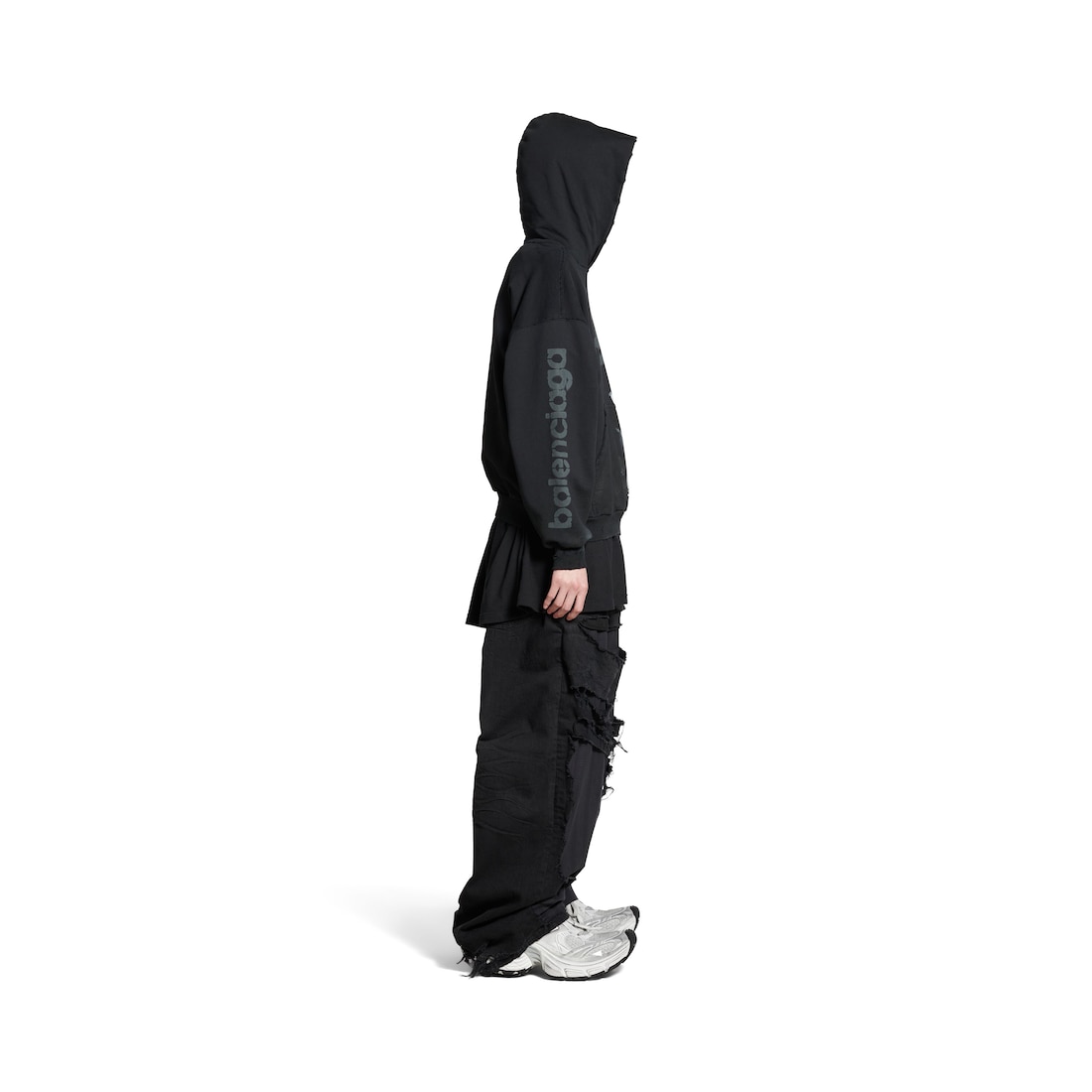 Balenciaga Hoodie 3b Stencil Medium Fit En Negro