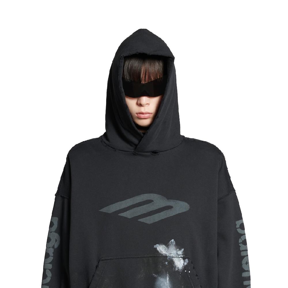 Balenciaga Hoodie 3b Stencil Medium Fit En Negro