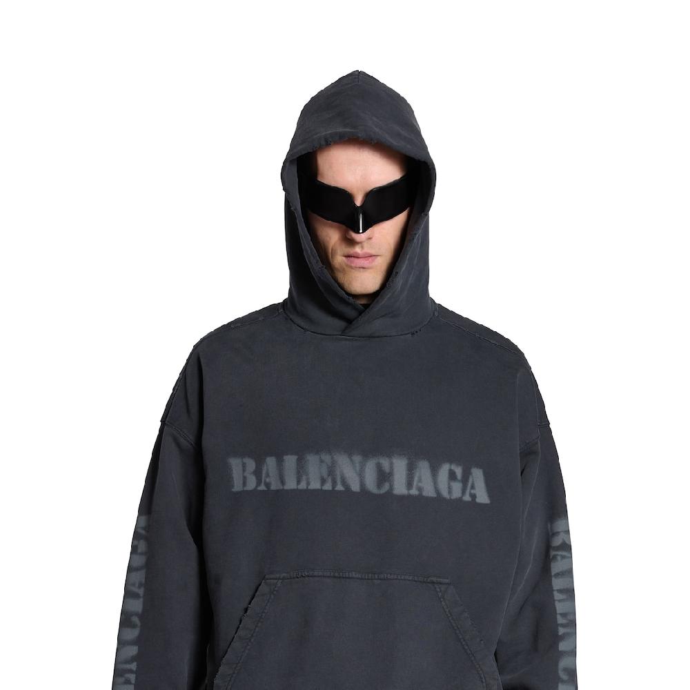 Balenciaga Hoodie Stencil Type Medium Fit En Negro