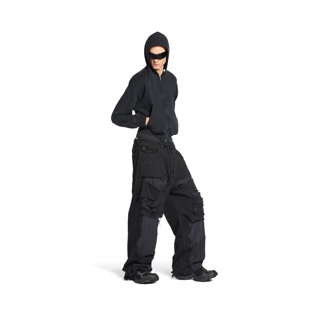 Balenciaga Pantalón Pyjama Patchwork En Negro