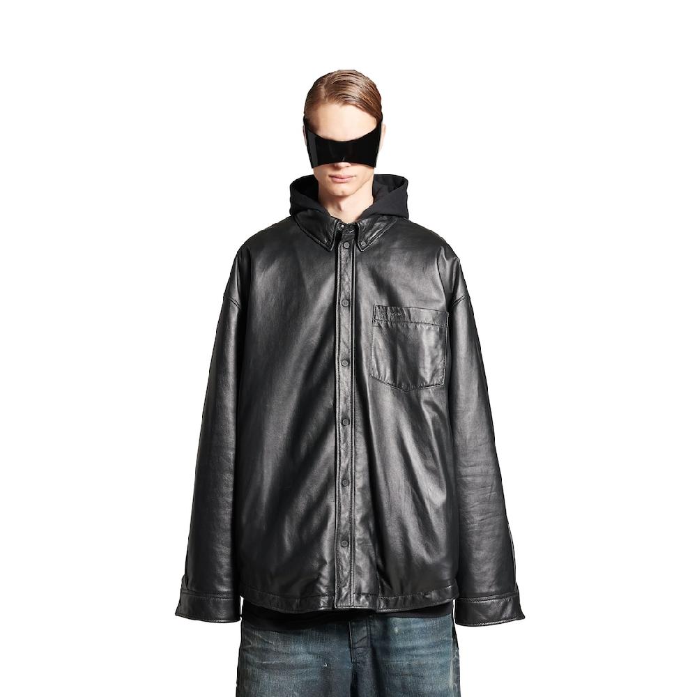Balenciaga Parka Camisa Para Hombre En Negro