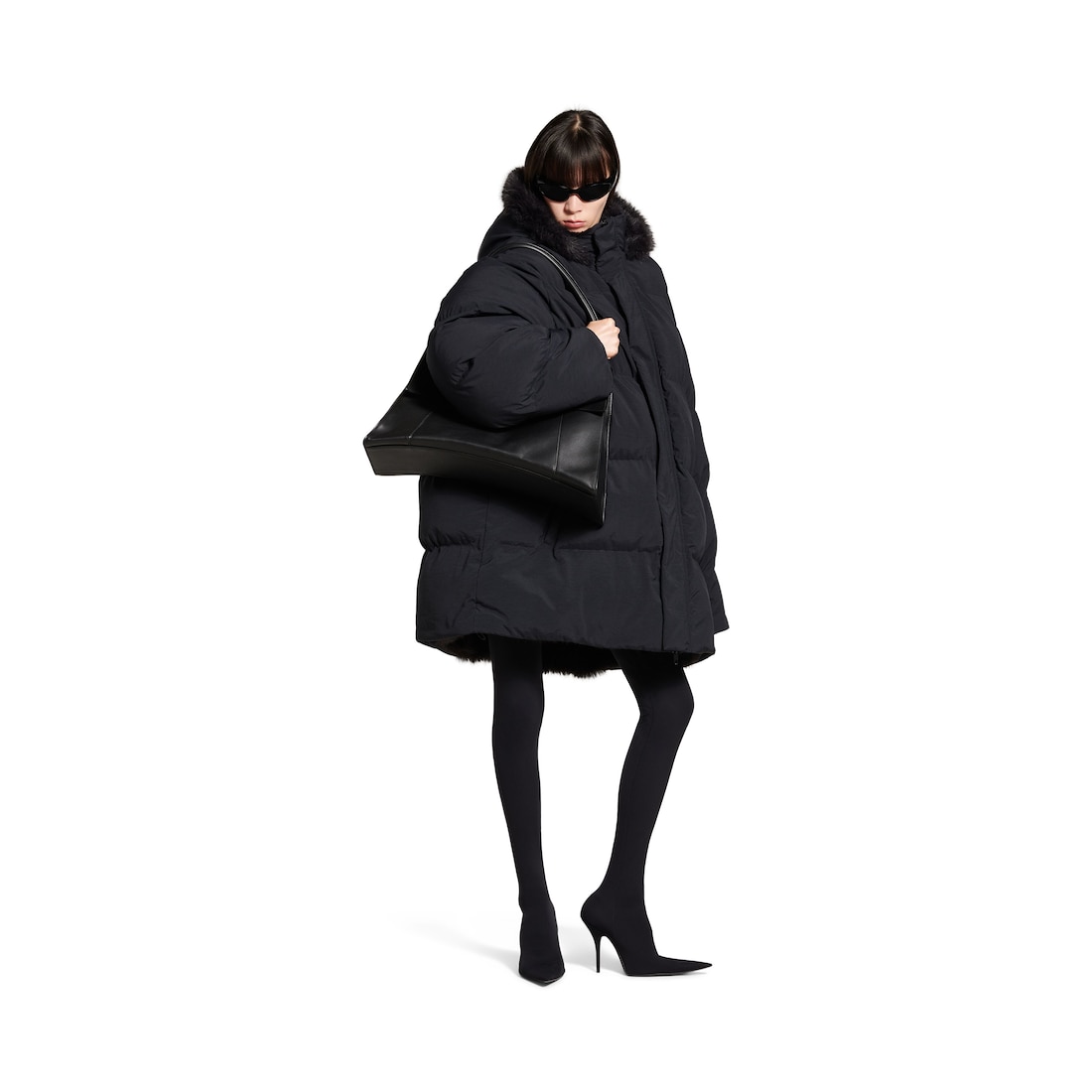 Balenciaga Puffer Con Capucha Para Hombre En Negro