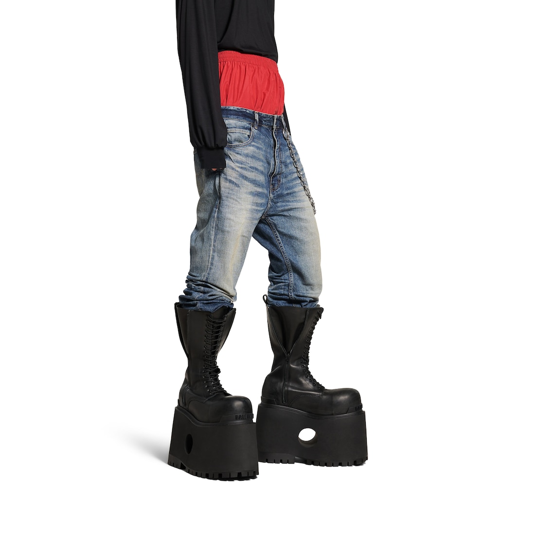 Balenciaga Vaqueros Layered Para Hombre En Negro