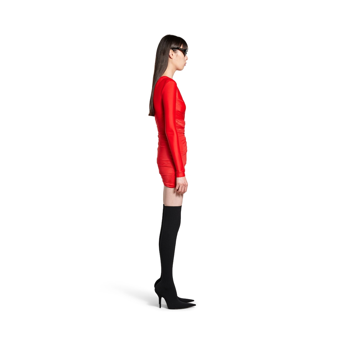 Balenciaga Vestido Drapeado Para Mujer En Rojo