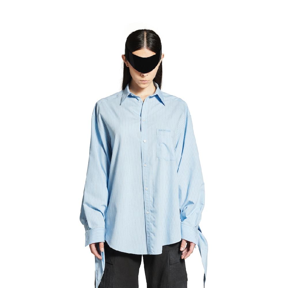 Balenciaga Blusa Puños Anudados Para Mujer En Azul/blanco